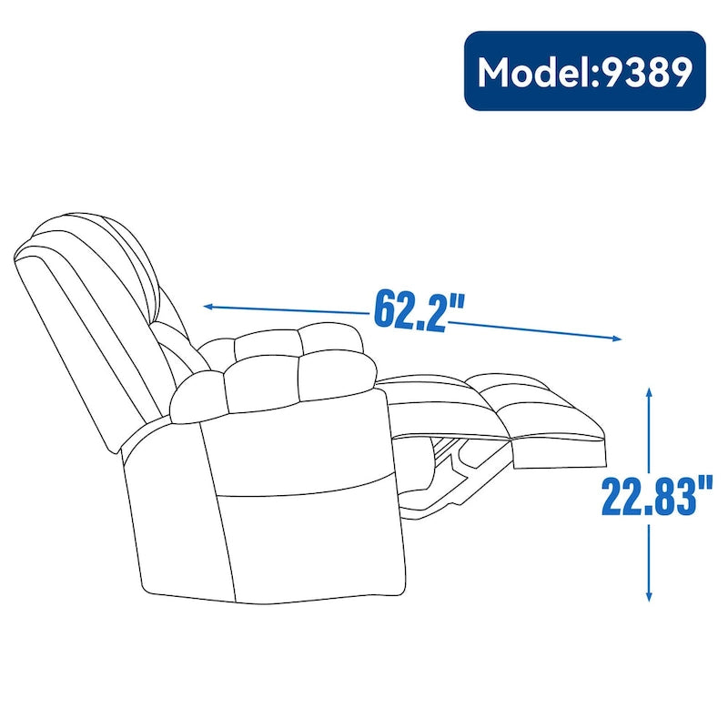 Blue Fabric Manual Recliner Chair with Rocking and Swivel