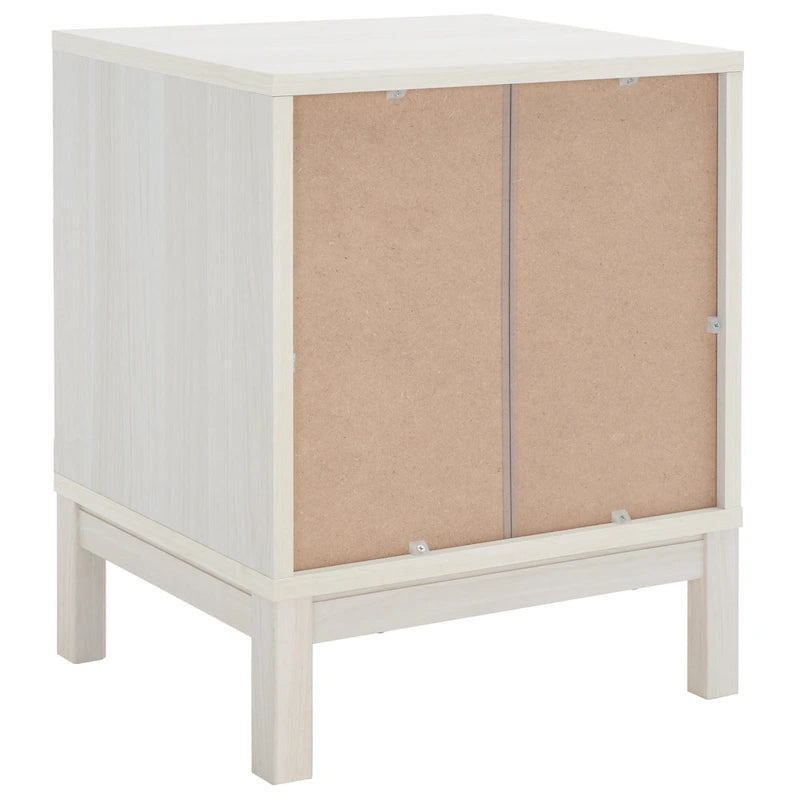 Vintage Style Two Drawer Nightstand with Gold Tone Ring Pulls