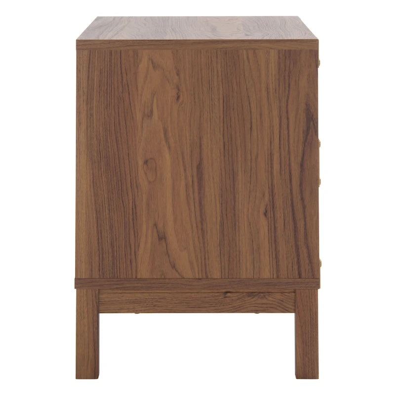 Vintage Style Two Drawer Nightstand with Gold Tone Ring Pulls