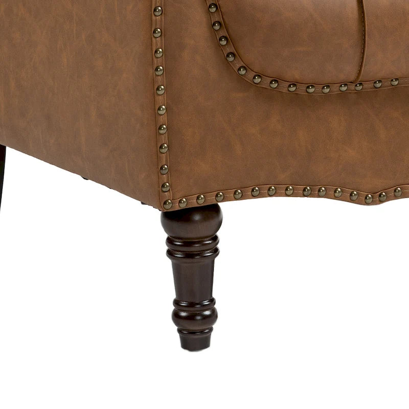 Modern Tufted Accent Armchair with Nailhead Trim Set of 2