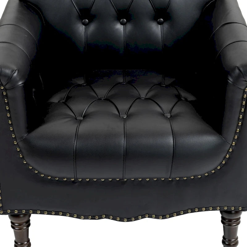 Modern Tufted Accent Armchair with Nailhead Trim Set of 2