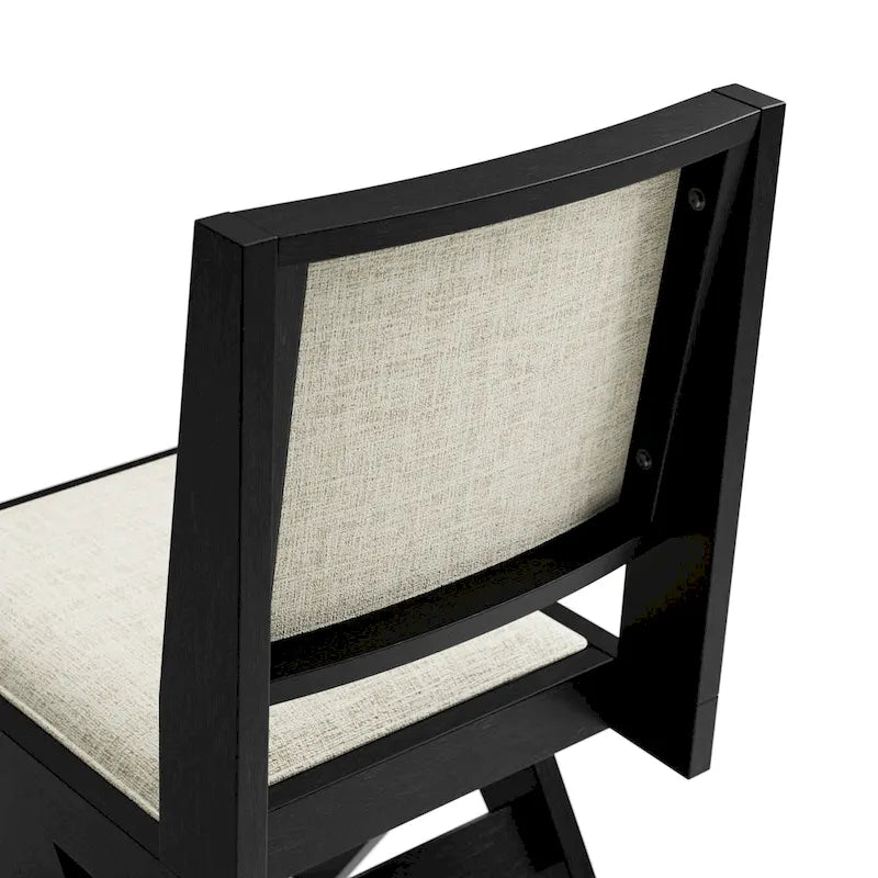 Modern Black Padded Fabric Dining Chairs (Set of 2)