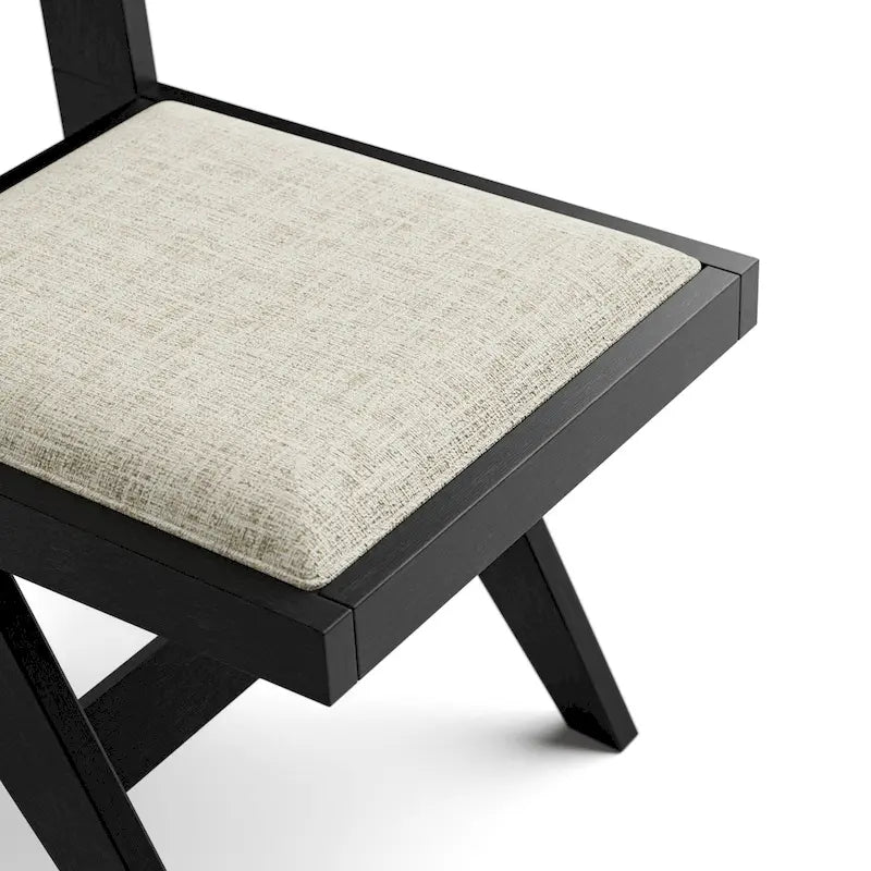 Modern Black Padded Fabric Dining Chairs (Set of 2)