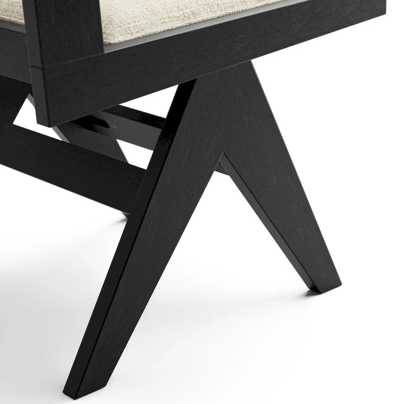 Modern Black Padded Fabric Dining Chairs (Set of 2)