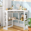 Corner Desk with Power Outlets, USB Ports and Storage