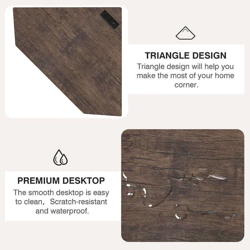Corner Desk with Power Outlets, USB Ports and Storage
