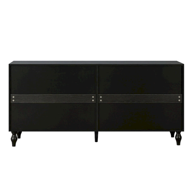 Vintage Carved Door TV Stand with Wood Legs