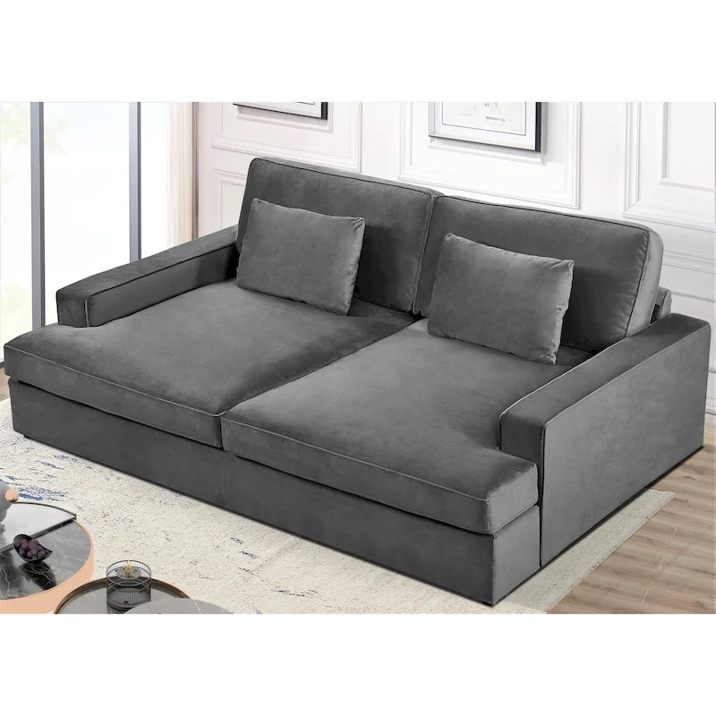 Velvet Square Arm Oversized Sleeper Sofa