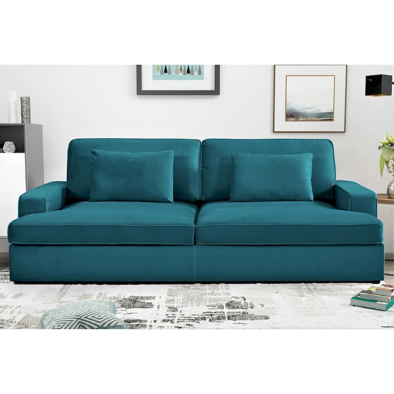 Velvet Square Arm Oversized Sleeper Sofa