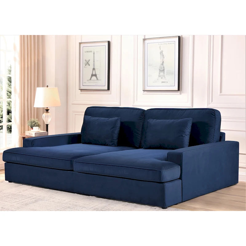 Velvet Square Arm Oversized Sleeper Sofa