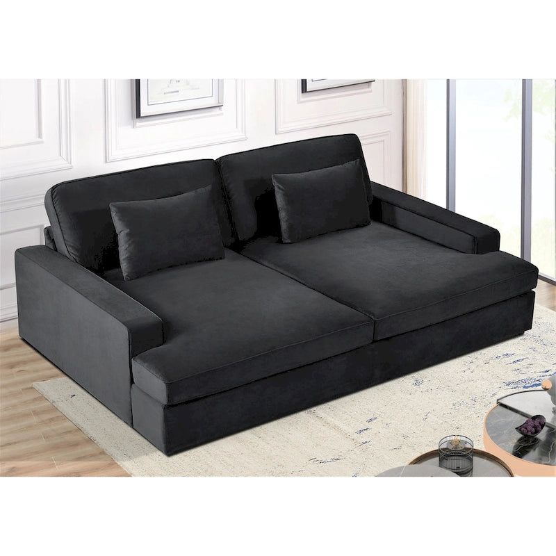 Velvet Square Arm Oversized Sleeper Sofa