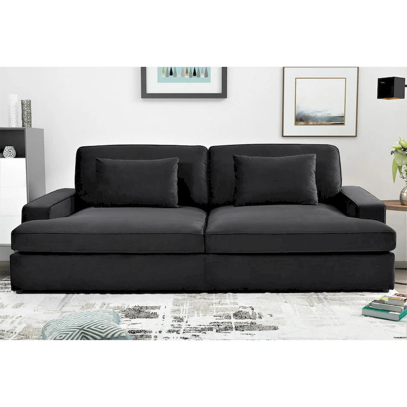 Velvet Square Arm Oversized Sleeper Sofa