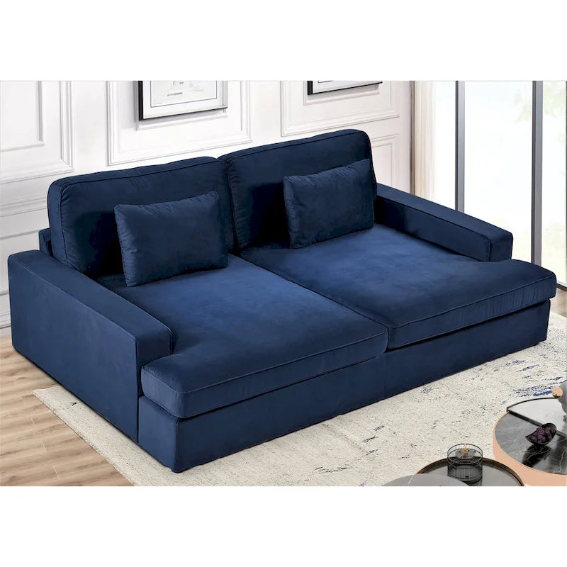 Velvet Square Arm Oversized Sleeper Sofa