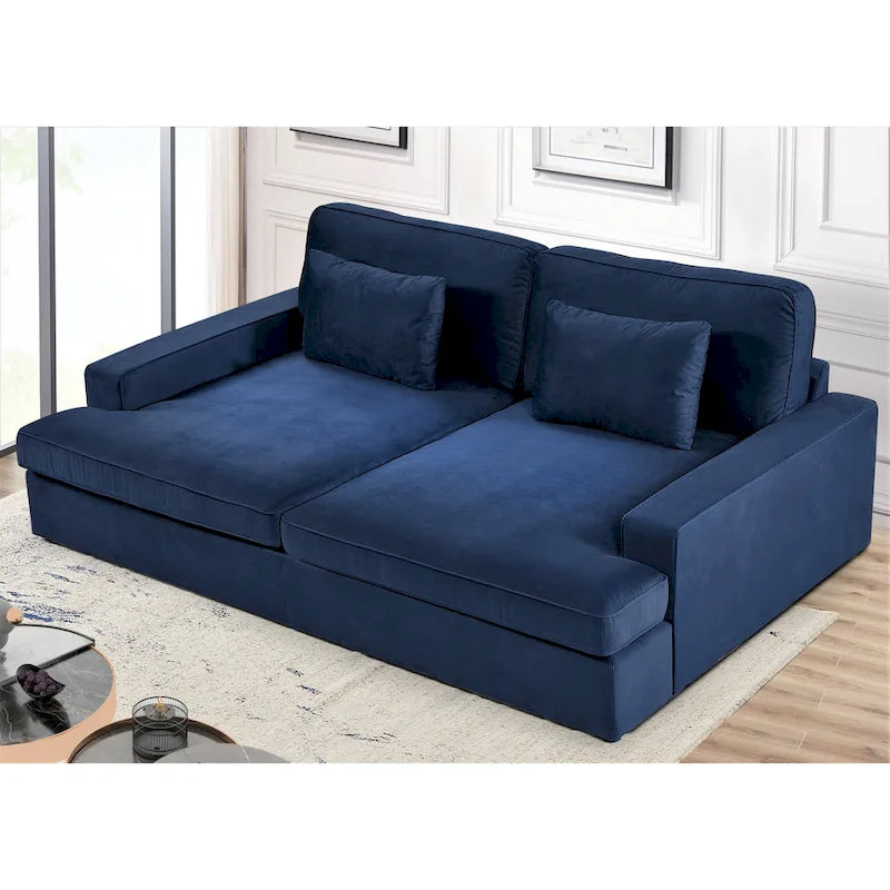 Velvet Square Arm Oversized Sleeper Sofa