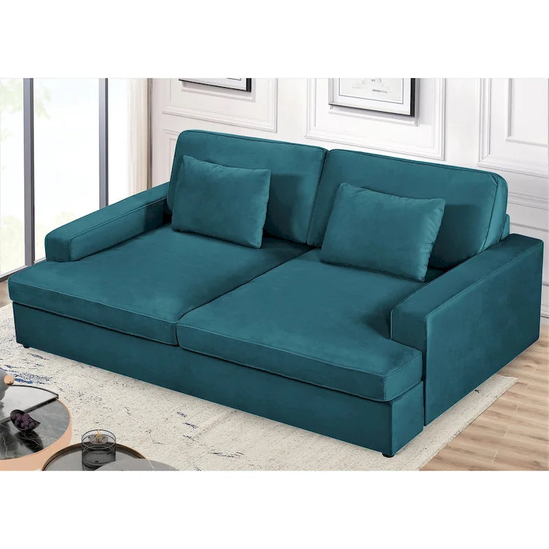 Velvet Square Arm Oversized Sleeper Sofa
