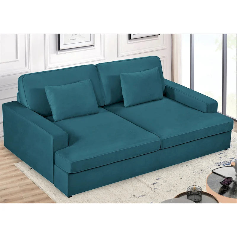 Velvet Square Arm Oversized Sleeper Sofa