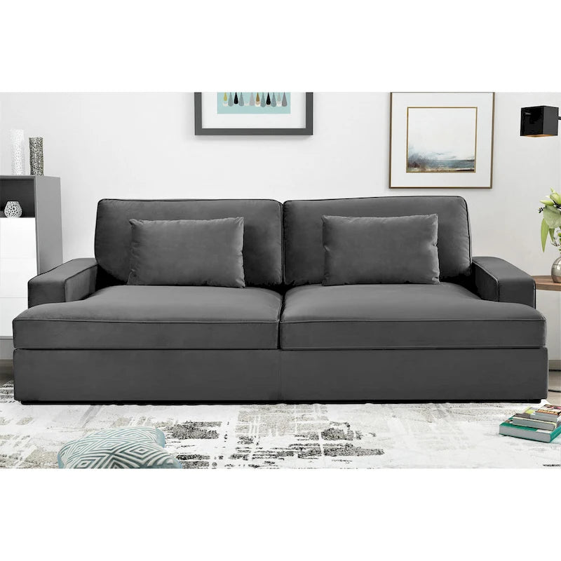 Velvet Square Arm Oversized Sleeper Sofa