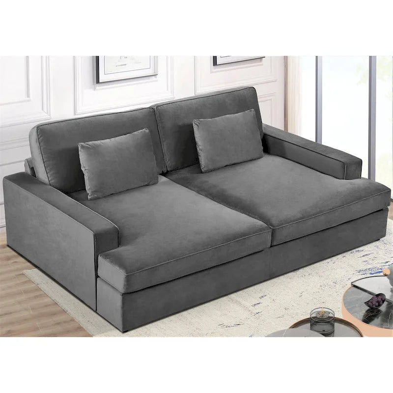 Velvet Square Arm Oversized Sleeper Sofa