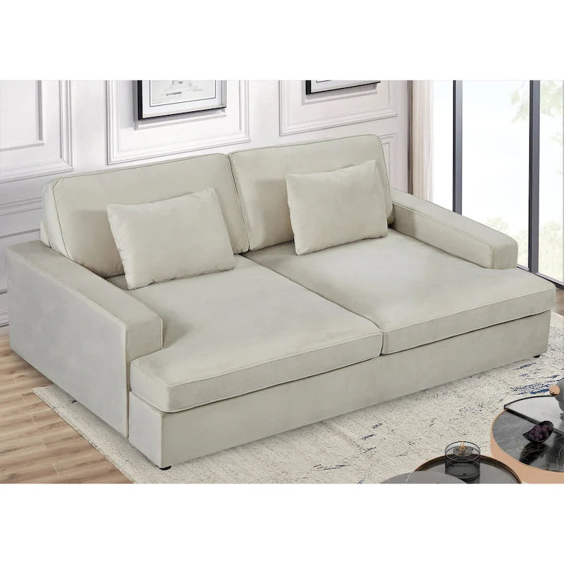 Velvet Square Arm Oversized Sleeper Sofa