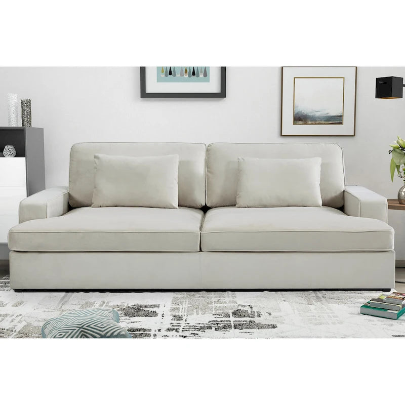 Velvet Square Arm Oversized Sleeper Sofa