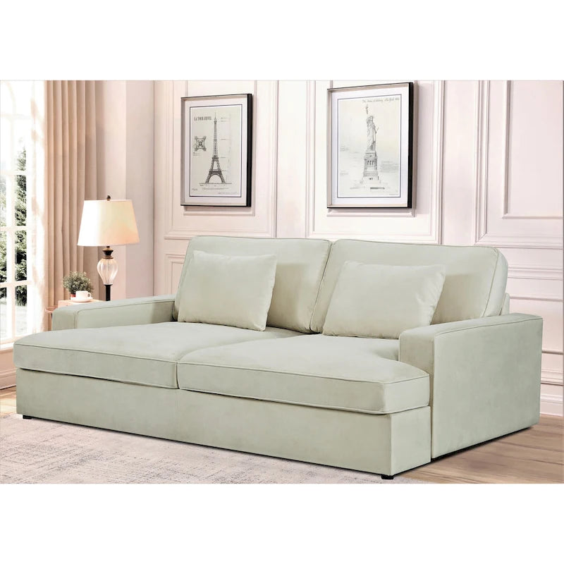 Velvet Square Arm Oversized Sleeper Sofa