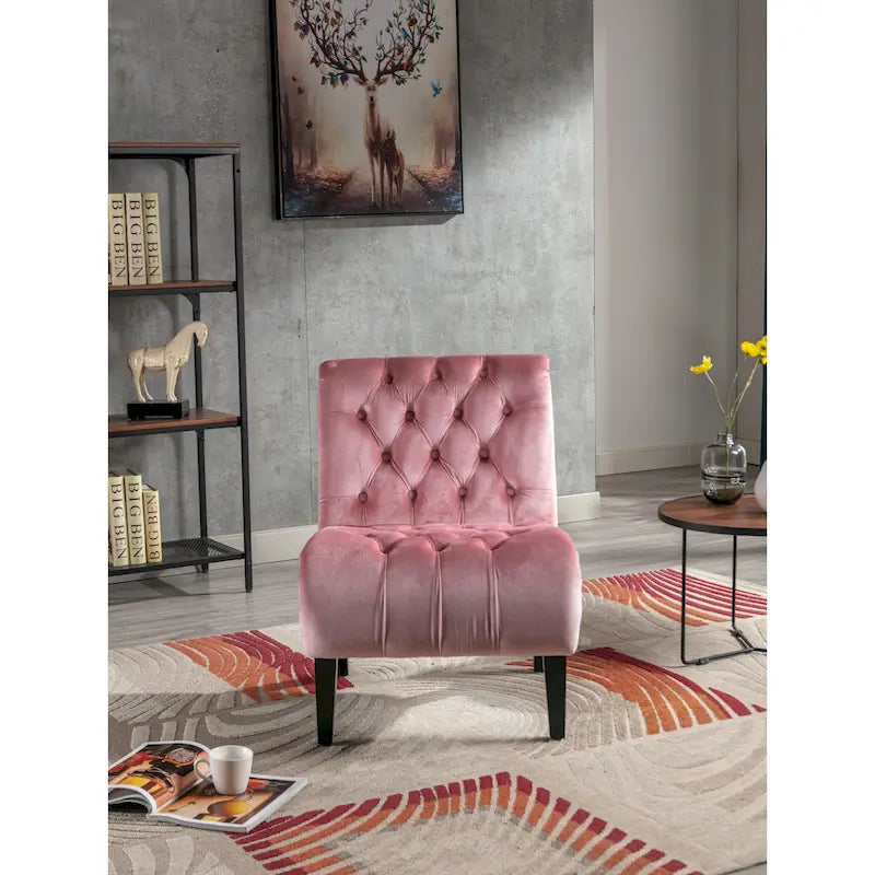 Velvet Upholstered Barrel Accent Chair with Wooden Legs