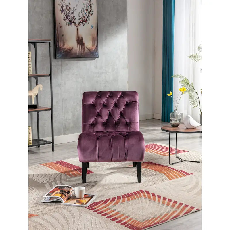 Velvet Upholstered Barrel Accent Chair with Wooden Legs