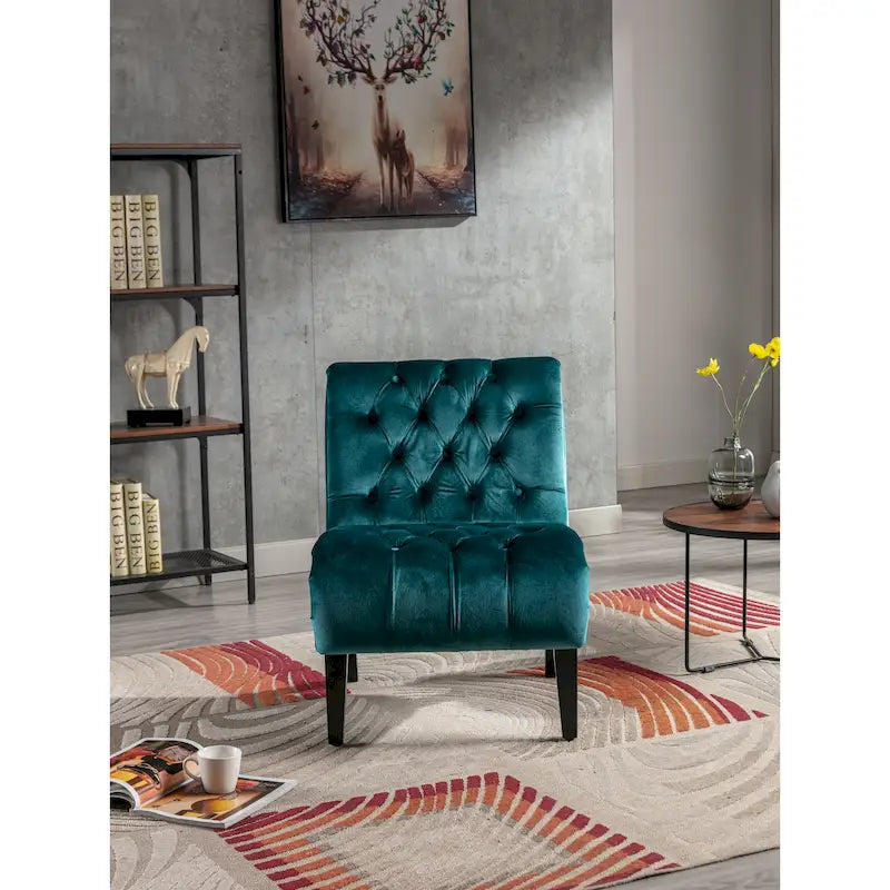 Velvet Upholstered Barrel Accent Chair with Wooden Legs