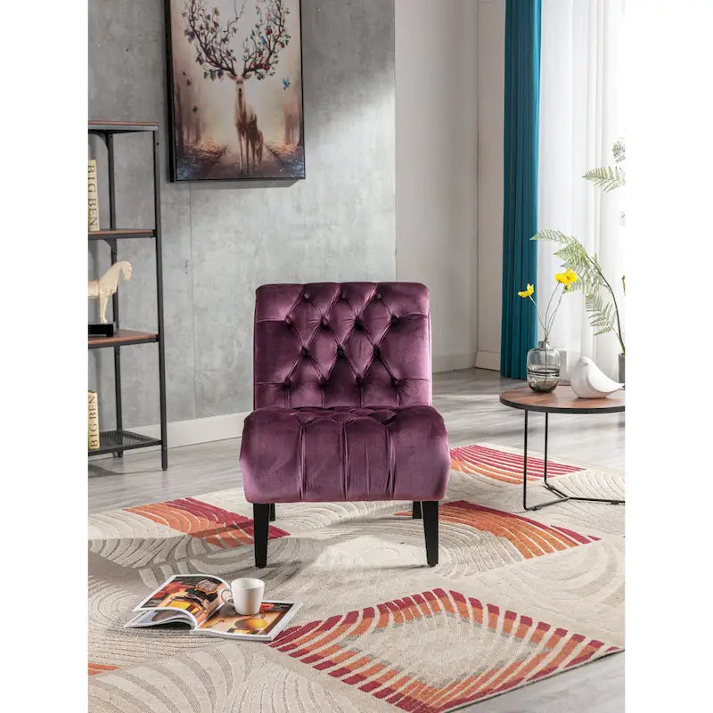 Velvet Upholstered Barrel Accent Chair with Wooden Legs