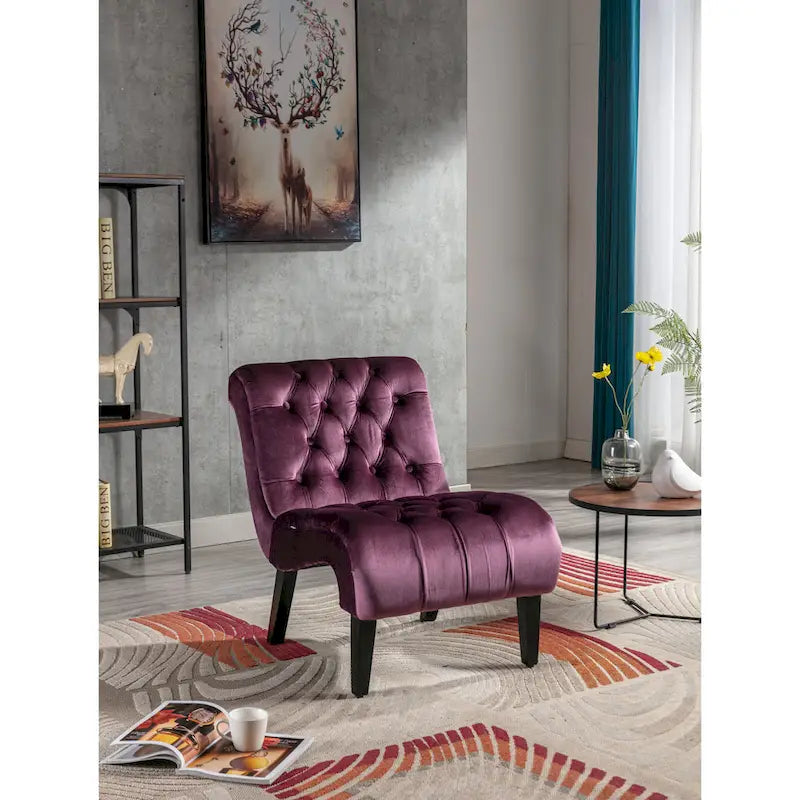 Velvet Upholstered Barrel Accent Chair with Wooden Legs