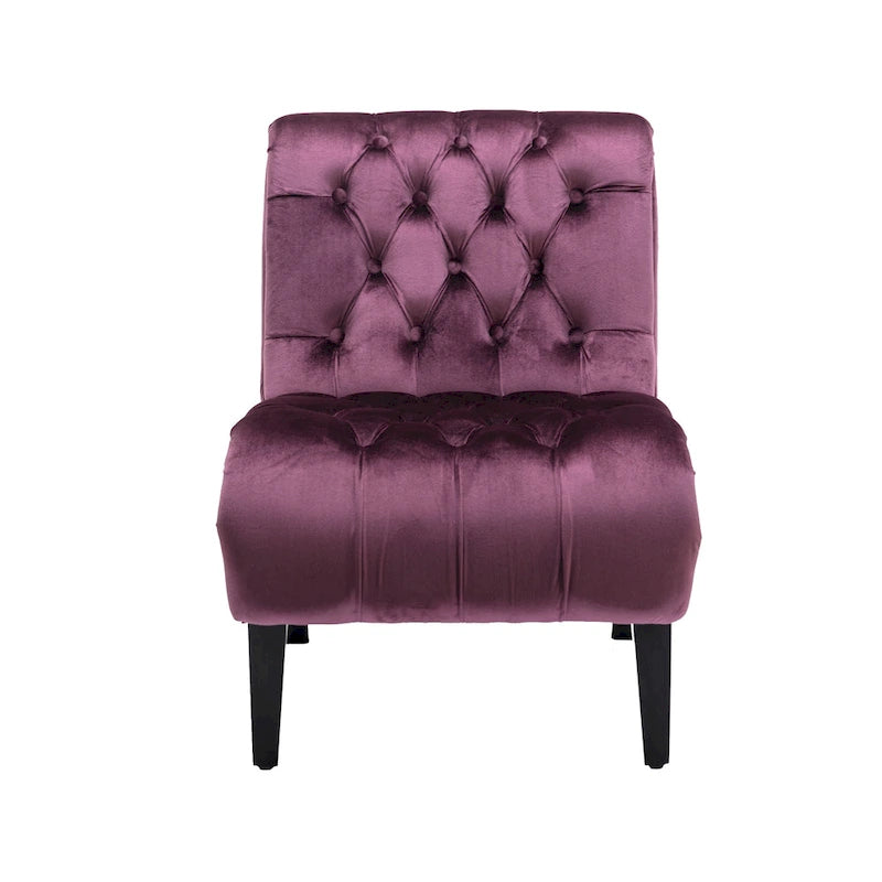 Velvet Upholstered Barrel Accent Chair with Wooden Legs