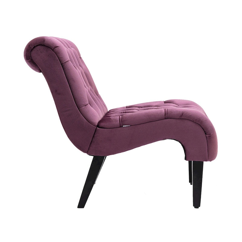 Velvet Upholstered Barrel Accent Chair with Wooden Legs