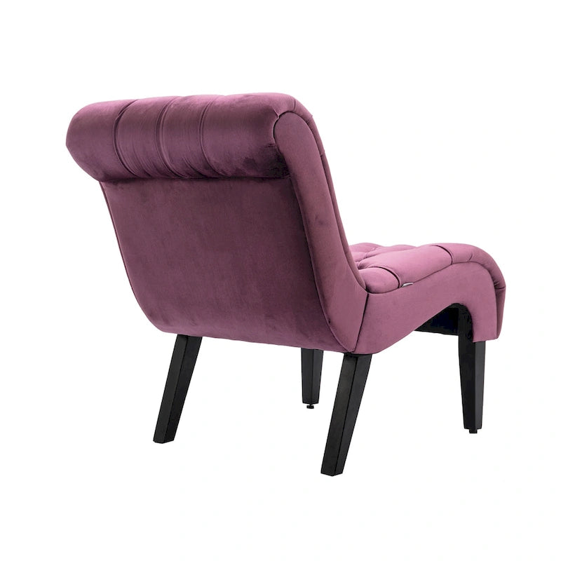 Velvet Upholstered Barrel Accent Chair with Wooden Legs