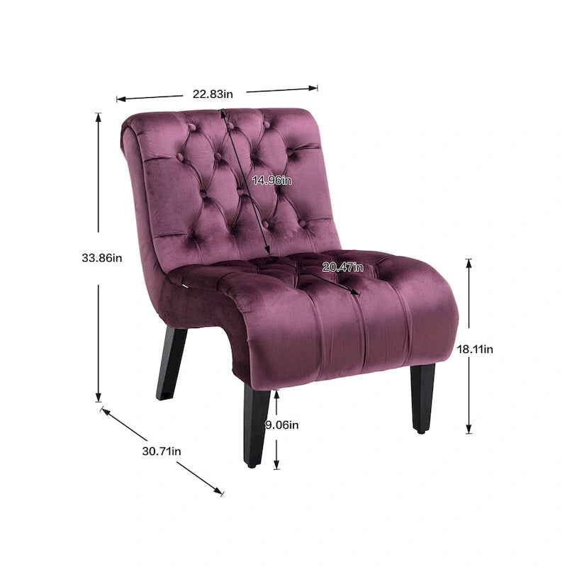 Velvet Upholstered Barrel Accent Chair with Wooden Legs