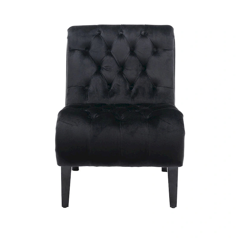 Velvet Upholstered Barrel Accent Chair with Wooden Legs