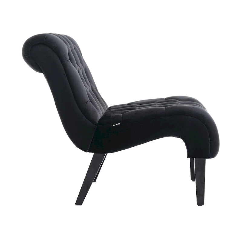 Velvet Upholstered Barrel Accent Chair with Wooden Legs