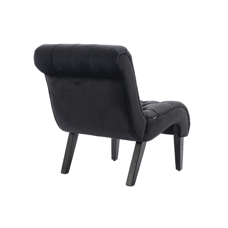 Velvet Upholstered Barrel Accent Chair with Wooden Legs