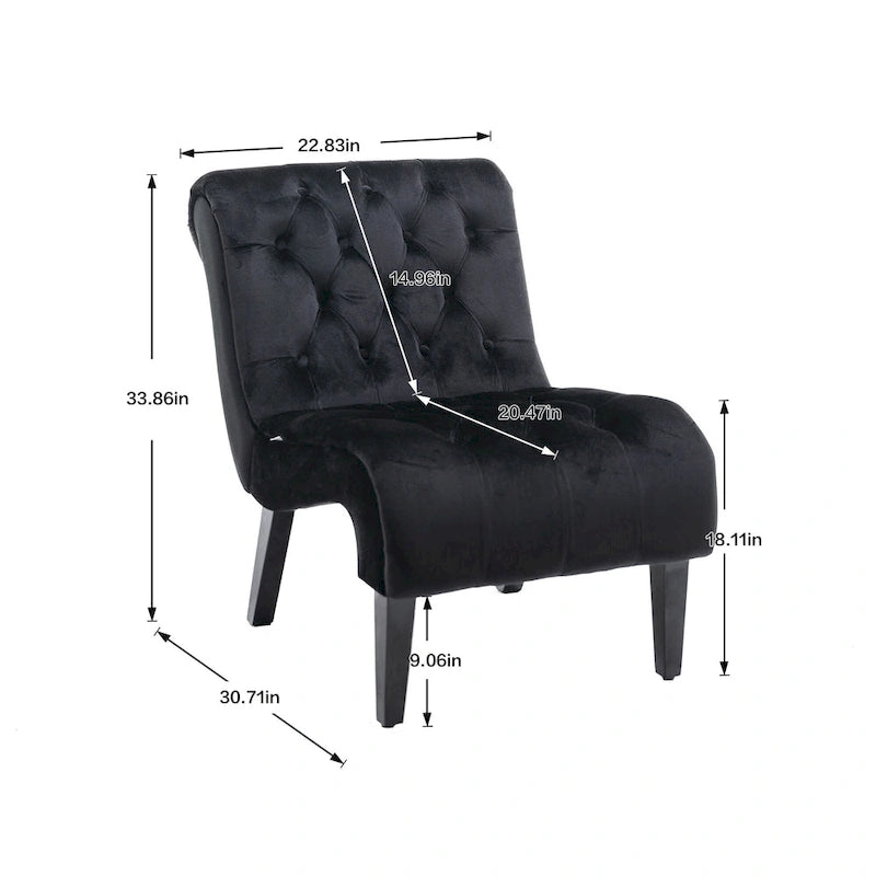 Velvet Upholstered Barrel Accent Chair with Wooden Legs