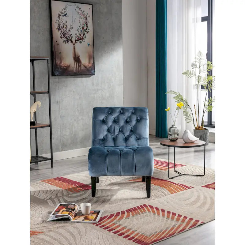 Velvet Upholstered Barrel Accent Chair with Wooden Legs