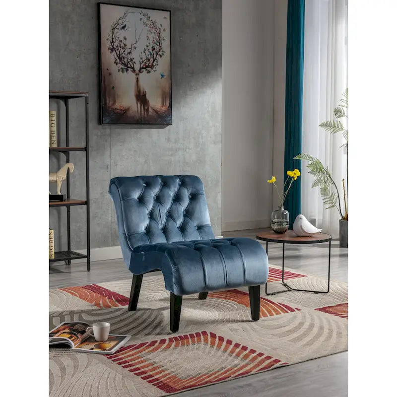 Velvet Upholstered Barrel Accent Chair with Wooden Legs
