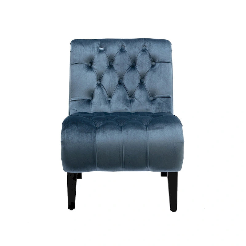 Velvet Upholstered Barrel Accent Chair with Wooden Legs