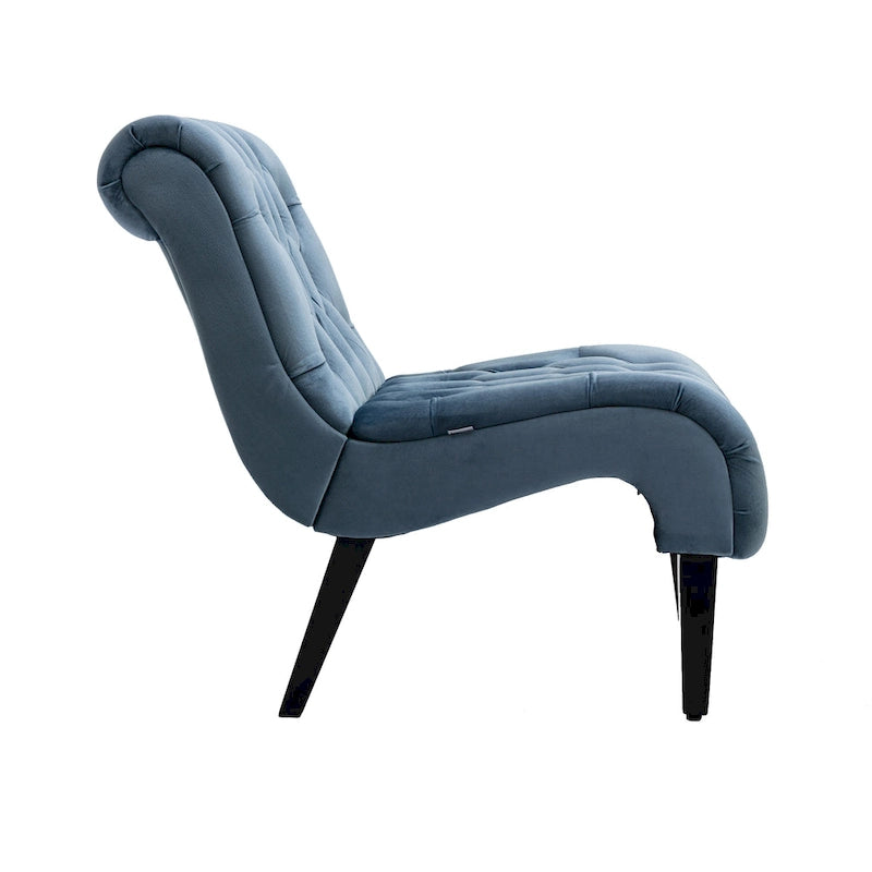 Velvet Upholstered Barrel Accent Chair with Wooden Legs