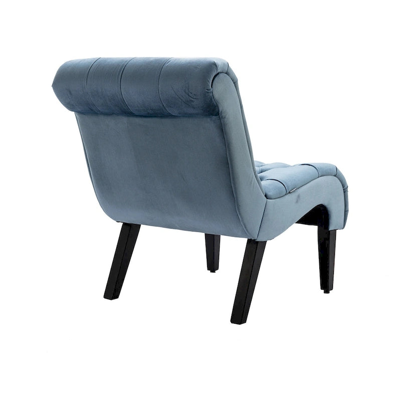 Velvet Upholstered Barrel Accent Chair with Wooden Legs