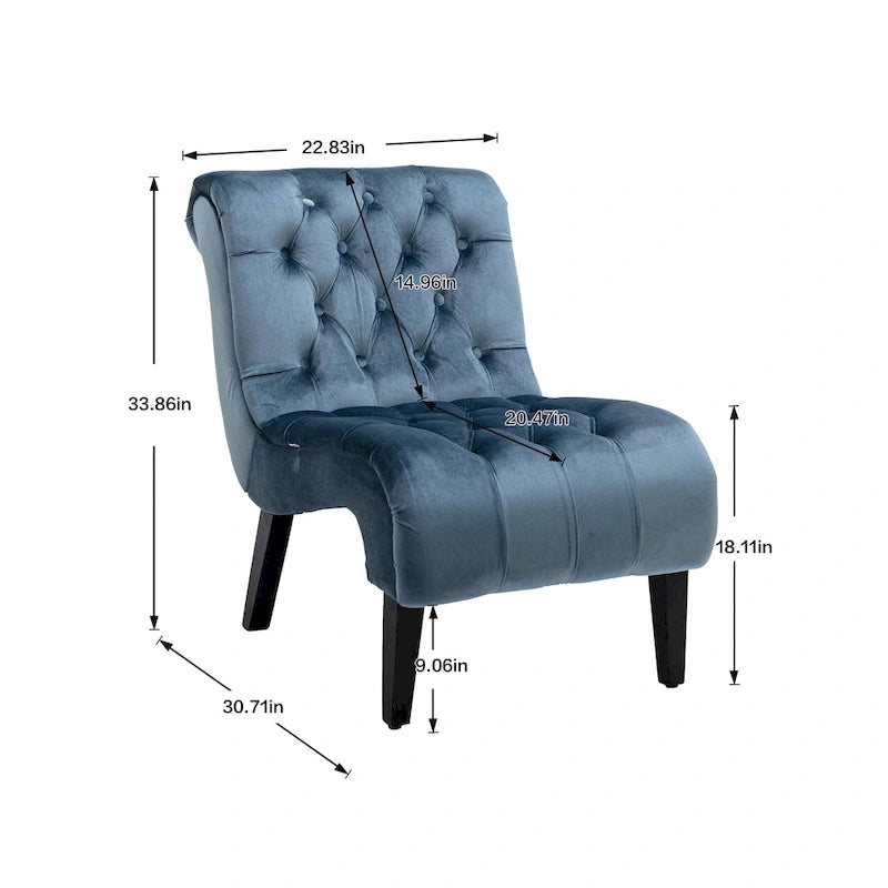 Velvet Upholstered Barrel Accent Chair with Wooden Legs