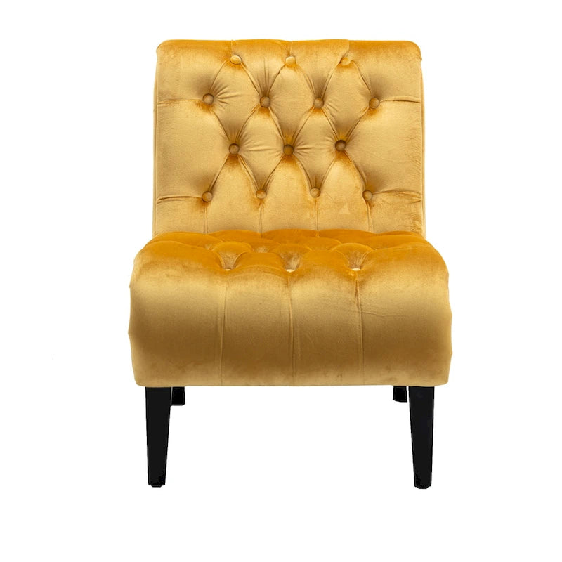 Velvet Upholstered Barrel Accent Chair with Wooden Legs
