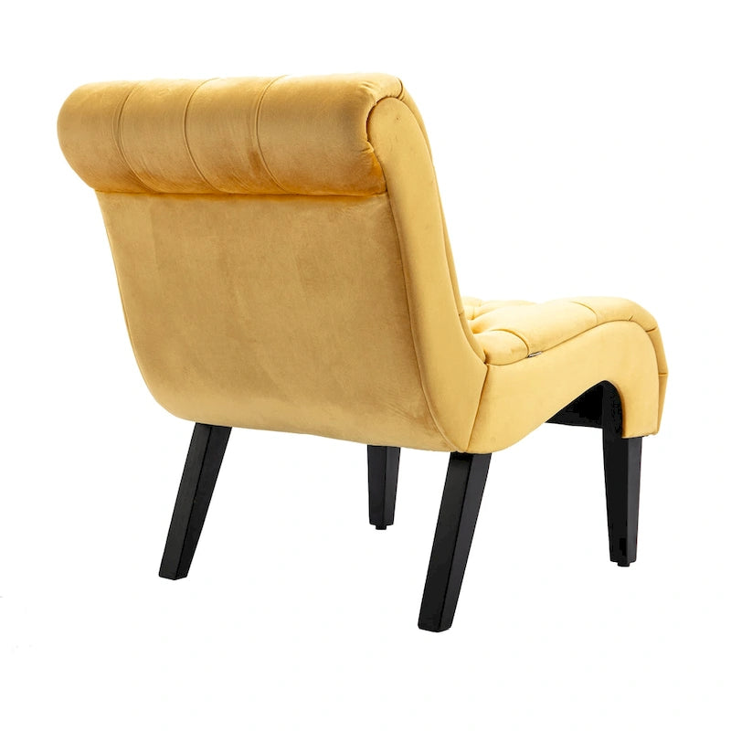 Velvet Upholstered Barrel Accent Chair with Wooden Legs