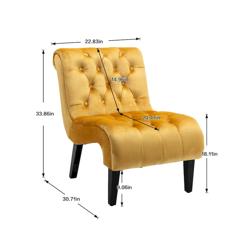 Velvet Upholstered Barrel Accent Chair with Wooden Legs