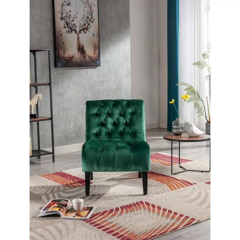 Velvet Upholstered Barrel Accent Chair with Wooden Legs
