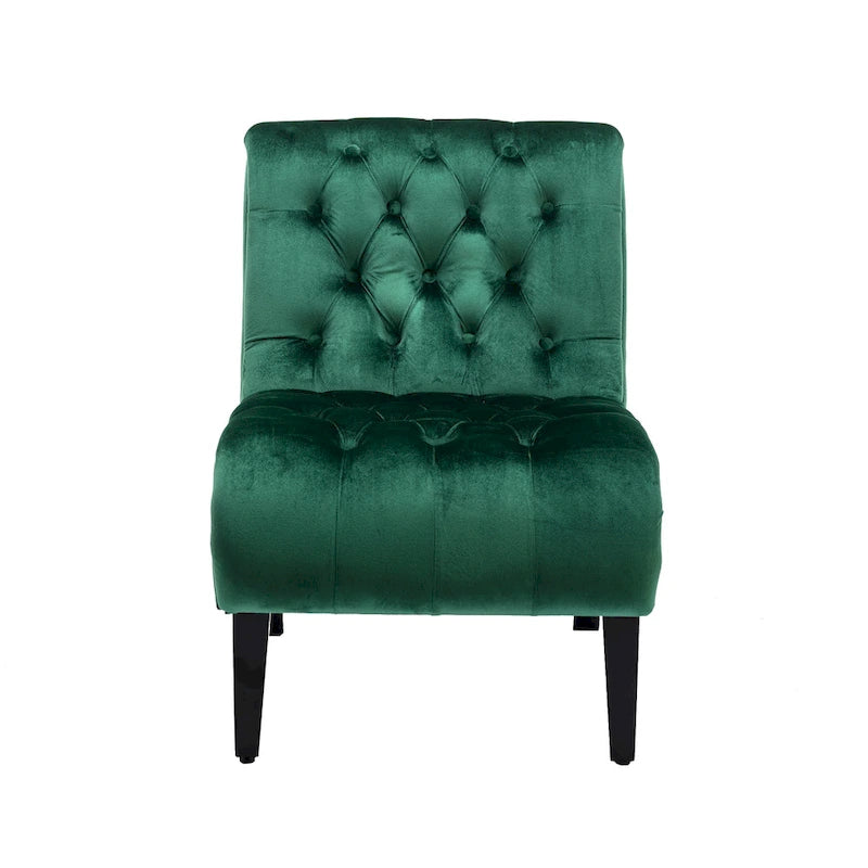 Velvet Upholstered Barrel Accent Chair with Wooden Legs