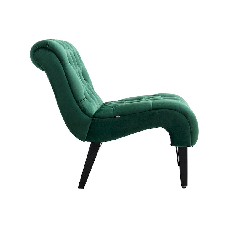 Velvet Upholstered Barrel Accent Chair with Wooden Legs
